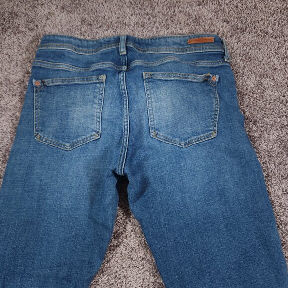 Pilcro Anthropologie Slim Boyfriend Jeans 27 Patterned Knee Patches FLAW - Picture 12 of 16